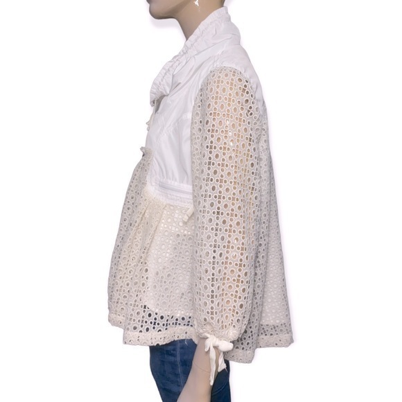 Anthropologie Hei Hei Women Size S Ivory Cream Eyelet Swing Windbreaker Jacket - Picture 6 of 9